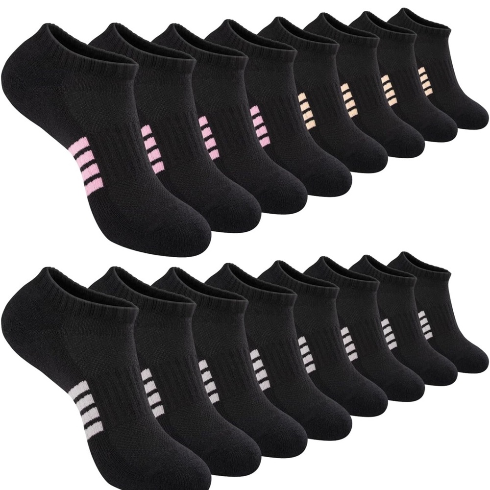 Black and Pink Athletic Socks with Ventilation Design